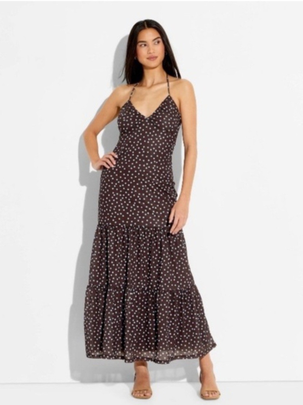 wild fable Brown Polka Dot Maxi Dress